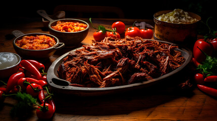 barbacoa on a table, mexican food