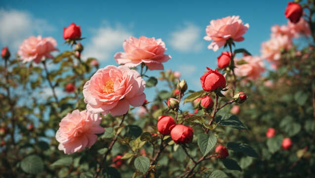 rose with sky background ai image 