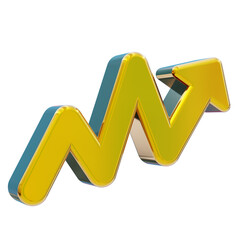3D growth arrow with gold color