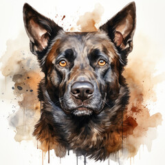 watercolor Dutch Shepherd clipart, Generative Ai