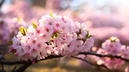 Fototapeta premium A field of cherry blossoms in full bloom