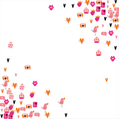 Bright frame background with Valentine's Day elements. Blank postcard, invitation to a holiday, wedding. Doodle. Vector illustration.