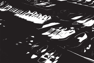 shoe black and white texture vector illustration image overlay monochrome grunge background texture - obrazy, fototapety, plakaty