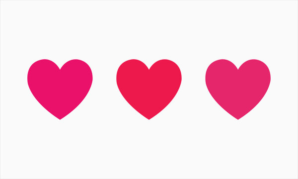 Pink red heart shape icon sheet vector illustration on white background