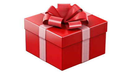 Obraz premium Valentine's day, red gift box with ribbon on white transparent background, generative ai