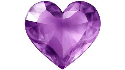 Valentine's day, purple heart, diamond cut, isolated on white transparent background, generative ai