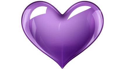 Valentine's day, purple heart made of glass, isolated on white transparent background, generative ai