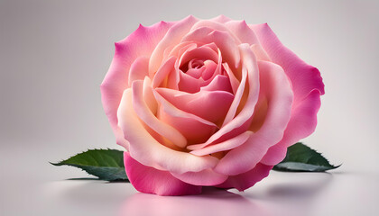 Artifical pink rose on a white background