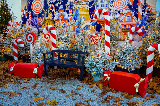 Fototapeta Christmas market in Varaždin, Croatia. Christmas decorations