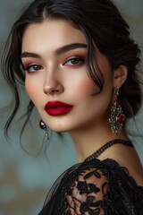 Naklejka premium Elegant Persian Model in Contemporary Beauty Shoot