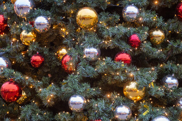 Christmas Tree Decked with Gleaming Baubles