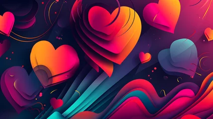 Fotobehang Abstract love concept wedding romance valentines day colorful hearts background wallpaper © BeautyStock