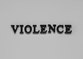 Word VIOLENCE on light background
