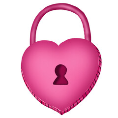 pink heart shaped padlock on transparent background