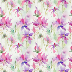 Fototapeta premium seamless watercolor floral abstract colorful wallpaper