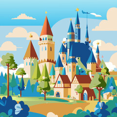 Fototapeta premium vector illustration of a fairy castle