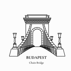 Fototapeta premium Chain bridge in Budapest vector illustration Széchenyi Chain Bridge