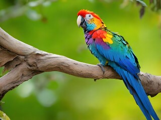 Fototapeta premium A rainbow-colored parrot perched on a branch