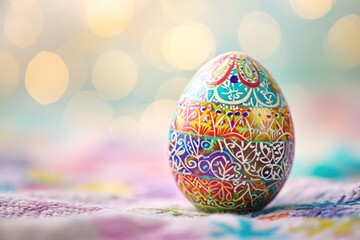 Decorated Easter Egg with Spring Blossoms