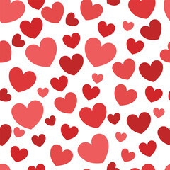 Seamless pattern of red hearts on a white background