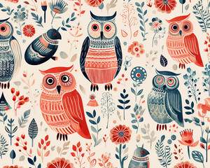 seamless pattern with owls