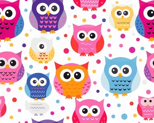 Fotobehang seamless pattern with owls © zobi