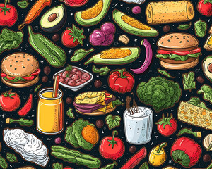 seamless pattern with vegetables