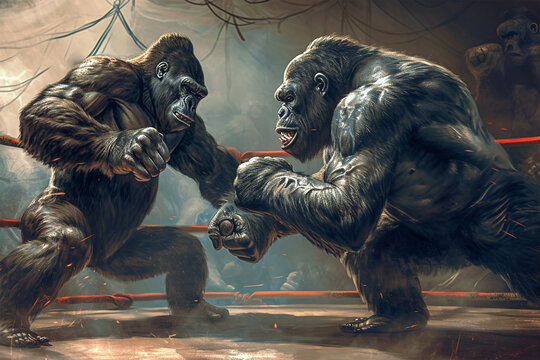 illustration of a fighting gorilla