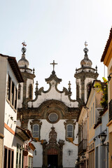Fototapeta na wymiar Facade of Church of Our Lady Of Carmel (Igreja Nossa Senhora do Carmo), located in Sao Joao Del Rey, Minas Gerais, Brazil