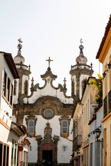 Fototapeta premium Facade of Church of Our Lady Of Carmel (Igreja Nossa Senhora do Carmo), located in Sao Joao Del Rey, Minas Gerais, Brazil