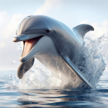 Playful dolphin photo realistic. ai generative