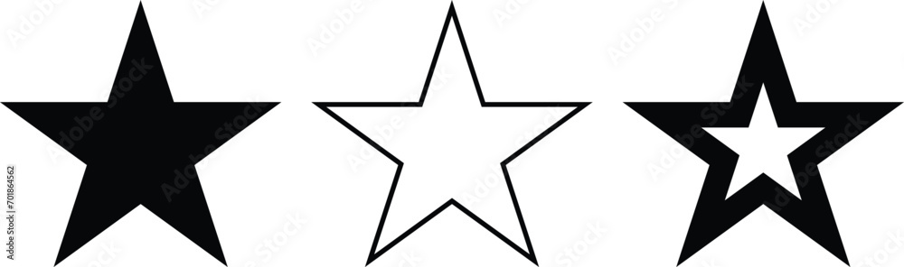 Aufkleber set of different types of star vector symbol isolated.