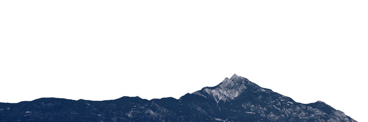 a mountain on transparent background with cut out sky