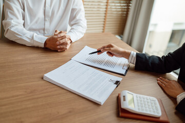 Business people signing contract making deal with life insurance agent Concept for consultant...