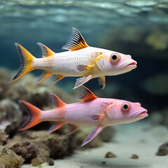 Fototapeta premium Goatfish Chromatic Expedition into Underwater Elegance, Colorful Realms ai generated