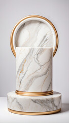marble podium for product presentation on white background