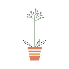 Vector illustration in cartoon flat style. Large natural houseplant. Beautiful trendy decorative plants for home and office.