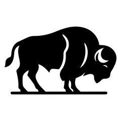 minimal buffalo vector silhouette, black color silhouette, white background