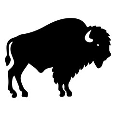 minimal buffalo vector silhouette, black color silhouette, white background