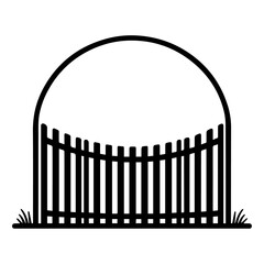 minimal fence vector silhouette, black color silhouette, white background