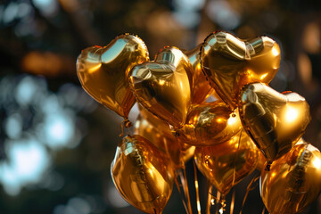 Golden Love: A Cluster of Shiny Balloons