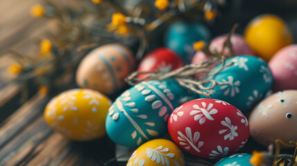 Fototapeta na wymiar colorful easter eggs on solid same colour isolated background