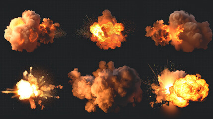 fire explosions vfx visual effects on black background - obrazy, fototapety, plakaty
