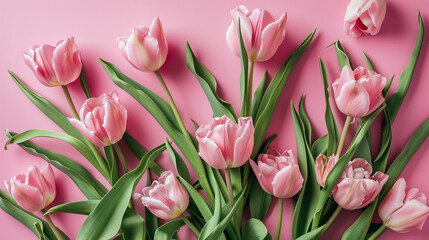 Fototapeta premium multiple flowers on isolated one color background