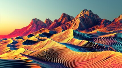 colorful fantasy desert background, colorful moire pattern, abstract, beautiful surreal concept
 - obrazy, fototapety, plakaty