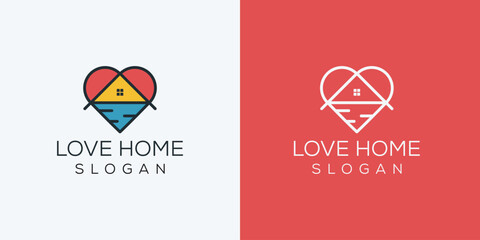 simple vector Love home logo template ideas - obrazy, fototapety, plakaty