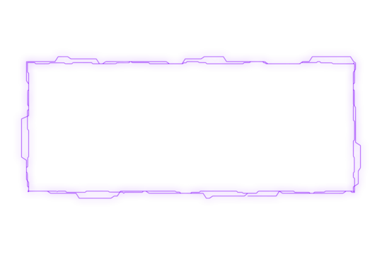 Horizontal futuristic sci fi frame with purple glow