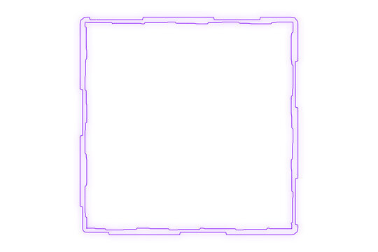 Square futuristic sci fi frame with purple glow