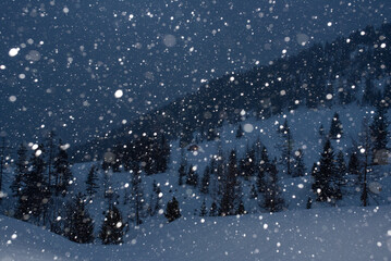 Winter | Landschaft | Nacht | Schneeflocken