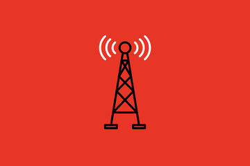 broadcast tower illustration in flat style design. Vector illustration.	
